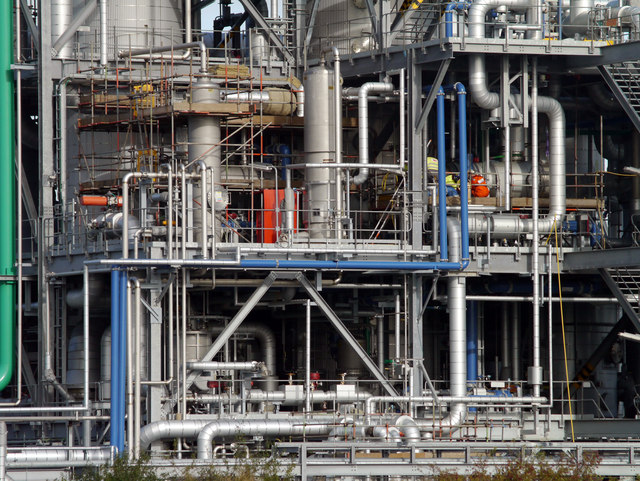 Industrial pipework and valves inspected during commercial leak detection in Cornwall